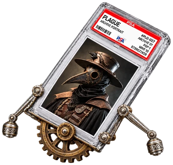 The plague slab rolling on a brass gear with two weighted arms